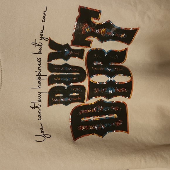 Womans tan size medium cewneck sweatshirt " Buy Dirt" - Picture 2 of 4